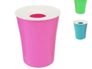 Waste bin with lid 18.5 cm 3 assorted green, blue and pinky pink