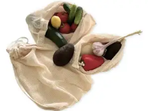 Reusable fruit/vegetable bag cotton 45 x 35 cm and 42 x 27 cm