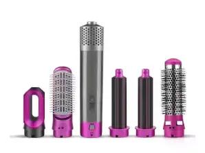 Rosberg R51100W, Set de coiffure 5 en 1, 1000W, 5 accessoires, Crochet de suspension, Violet