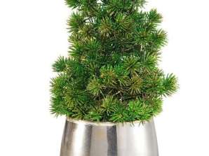 Artificial Christmas Tree in Glass Planter