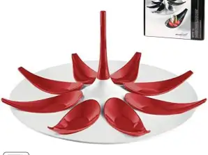 Mebel Entity 16 serving tray with 8 appetizer spoons various colors in sales package full collor