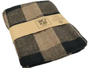 Take a Plaid recycled cotton different colours with casing cardboard with information 125 x 150 cm