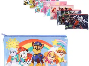 Licensed school pouch 24 cm 8 assorted models: spiderman, marvel, paw patrol, disney princess, mickey mouse or L.O.L.