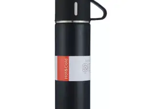 Herzberg HG 04210 : Bouteille isotherme de voyage isolée sous vide en acier inoxydable 500 ml