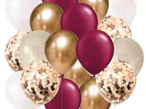 BALLOONS GOLD PINK WHITE ROSE GOLD CHROME PASTEL DECORATION SET 103 EL