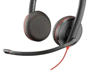 Casque filaire Poly Blackwire 3225 (Plantronics) - Micro antibruit - Conception stéréo - Connexion à PC/Mac/mobile via USB-C, USB-A ou 3,5 mm - Fonctionne avec