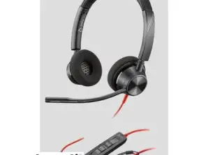 HP - Poly Poly Blackwire 3320 vezetékes, fülre illeszkedő sztereó headset – fekete