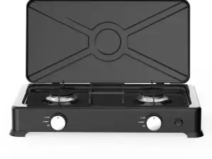 Double gas cooker with lid Rosberg R51454E2L 2x 2.2 kWh, 30 mbar, Automatic ignition, Black