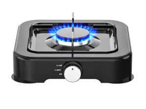 Rosberg R51454C1 plaque de cuisson simple gaz, 2.2 kWh, 30 mbar, Acier au carbone, Noir