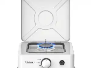 Single gas hob with lid Rosberg R51454E1L, 2.2 kWh, 30 mbar, Automatic ignition, White