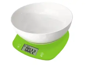 Balança de cozinha eletrônica Rosberg R51651Q, 5 kg., bateria 2XAAA (incluída), Branco/Verde