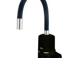 Chauffe-eau Rosberg R57100HW 3300W, 30-60°C, Tuyau flexible en silicone doux au toucher, IPX4, Noir