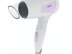 Sèche-cheveux touristique Rosberg R51100N, 1200W, Poignée pliable, 3 niveaux, Blanc/violet