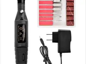 Black Electric Nail File Professional Nail Drill 1 Set Professional Electric Manicure Drill Practice Nail Seat Pedicure Set Set with Burrs Nail