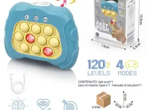 Jeu de bulles portable bleu, multifonction, anti-stress, jouets éducatifs, jeu de poussée rapide livré avec kit de charge, jouet Fidget