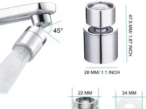 Universeller Küchenarmaturenbelüfter, 2 Modi Schwenkbelüfter, Küchenarmatur für das Badezimmer, mit Gewindeadapter für FM22, M24 (Silber)