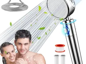 Shower Head and Hose Set, Upgraded High Pressure Shower Head 360° Rotating| Water Saving| 3 Modes| Stop Button and 2 Filter, Universal Hard Water Sof