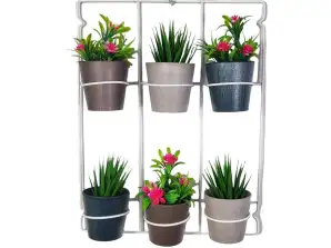 White metal Artstone wall hanger sets with 6 plant pots