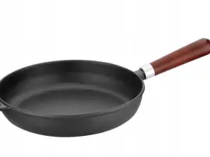 Cast Iron Frying Pan - ø 28 x 6.5 cm - suitable for induction - wooden handle