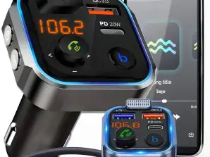 FM TRANSMITTER FAST CHARGER BLUETOOTH AUDIO MP3 BLUETOOTH 3X USB RGB