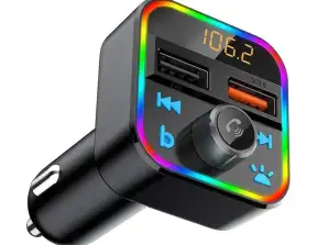 FM TRANSMITTER FAST CHARGER BLUETOOTH AUDIO MP3 BLUETOOTH MICROSD 2X USB RGB