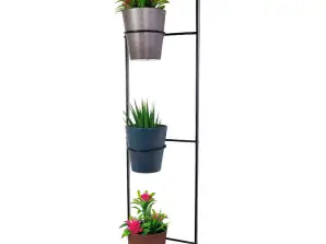 Black metal Artstone wall hanger sets with 3 plant pots