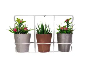 White metal Artstone wall hanger sets with 3 plant pots