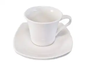 Ensemble tasses à café et soucoupes St. James en porcelaine blanche 215ML