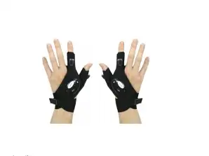 Fingerless Led Flashlight Gloves 2 Pieces Black