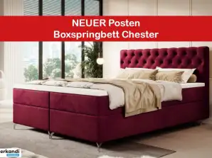 NEW in stock - Lot Box spring bed Chester with bed base, different sizes, fabrics and colours