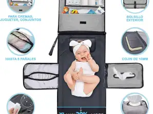 Portable Waterproof Baby Changing Pad XL with Pockets and Wipes Dispenser