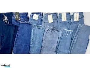 100 stk Jeans bukser til kvinder Mix Modeller, farver og størrelser Dametøj, engros tekstiler til forhandlere Detailhandel