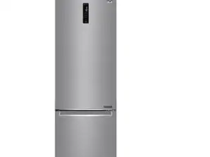 LG REF BottomFreezer 2.03m; PLATINA ZILVER; BEELDSCHERM; LINEARCooling™; DeurKoeling+™; VERSConverter™; Opklapbare plank; Total No-Frost, Omvormer-centrum