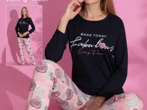 Pijama de mujer de manga larga, ideal para venta al por mayor.