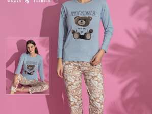 Women's pajamas with long sleeves, available wholesale.