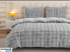 BEDDING SET 200x220 WITH FITTED SHEET HAIRY SHD224-2834 GREY