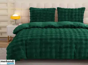 BEDDING SET 200x220 WITH SHEET HAIRY SHD224-2836 BOTTLE GREEN