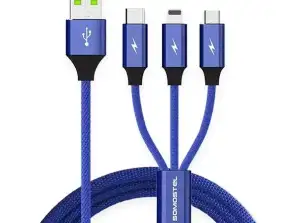 Kabel 3w1 USB C micro USB Lightning szybkie ładowanie SOMOSTEL SMS BW0