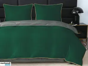 BEDDING SET 160x200 TEDDY BEAR WITH TRIM SHK163-2840 GRAPHITE-BOTTLE GREEN