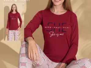 Women's pajamas with long sleeves in great colors and patterns for wholesale.