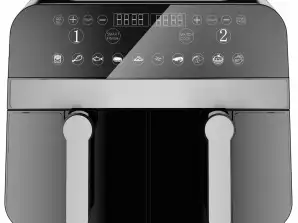 Comfy Nest CN AFD45NB: 2400W Black Double Basket Digital Air Fryer   9L