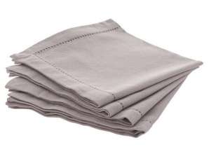 Set de serviettes « Chambray » en gris souris 40x40cm – 4 pièces