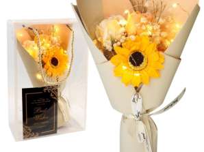 Ramo de flores de jabón perfumado en caja de regalo con luces LED, BUK07ZO