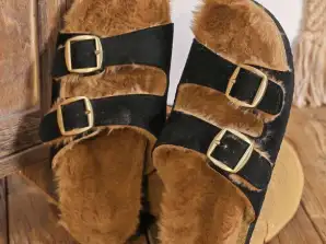 Femmes' ; s shoes - Sandales Findlay noires avec fausse fourrure