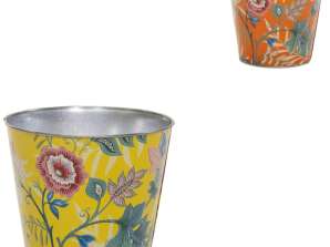 Bloempot metaal decoratief Bob Morris S 11 cm 2 assorti