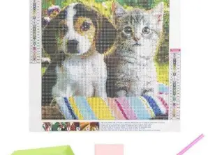 Mosaik Diamant Stickerei Hund und Katze