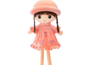 Doll Rag pehme plüüsist roosa kleit volangiga 45cm