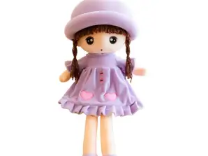 Doll Rag pehme plüüsist lilla kleit volangiga 45cm
