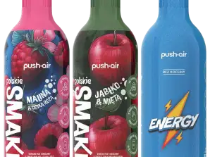 3x PushAir Sirop Framboise & Rose Musquée Pomme Menthe ÉNERGIE 500ml