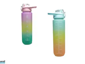 Wasserflasche motivierender bunter Strohhalm 1 Liter Lu 21